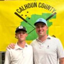 Layton Bussey (right) and Cam Hurst teamed to win the forecast-shortened Calhoun County Team Championship on Saturday, prevailing in a playoff. (Submitted photo)