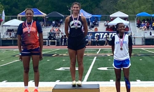 Jacksonville Christian’s Mollie Mullinax won two individual state titles during Friday’s action in the Class 1A state meet at Cullman. (Submitted photo)