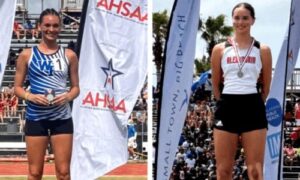 White Plains’ Maddyn Conn (left) and Alexandria’s Anna Beth Stewart came away as state champions Thursday, the first day of state track meets in Gulf Shores. (Submitted photos)