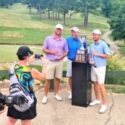 Tanner Wells and Jacob LeCroy pose for pictures after winning the inaugural Ted’s Charity Invitational on July 14 of 2024. The tandem returns for this year’s Ted’s Invitational, which starts Saturday at Gadsden Country Club and Anniston Country Club. (Photo by Joe Medley/East Alabama Sports Today)