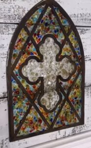 12" Faux Stained Glass Cross Arch