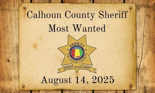 Calhoun County Most wanted photo with sheriff's star and vintage background