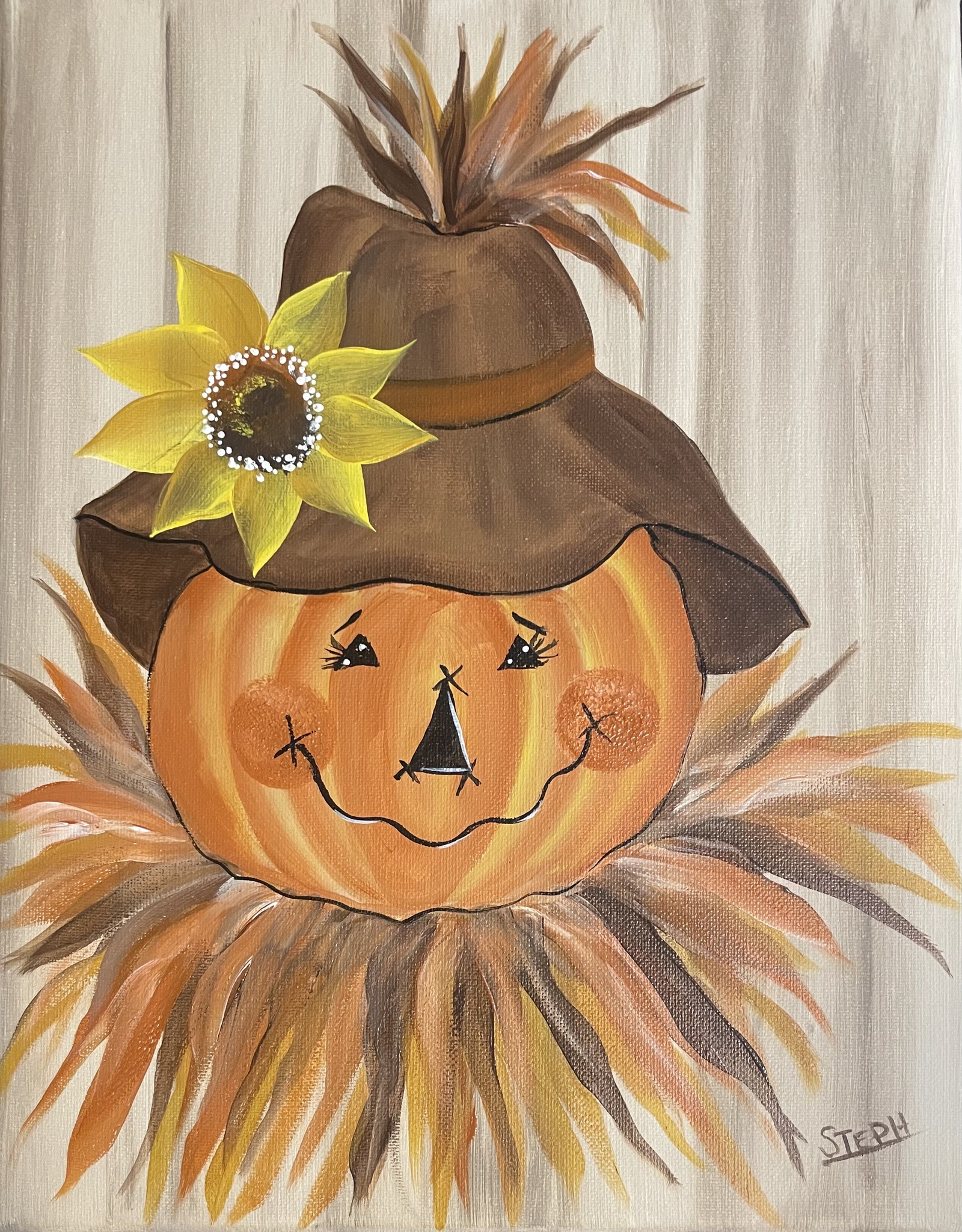 Donna Dewberry Style Pumpkin Scarecrow with Stephanie