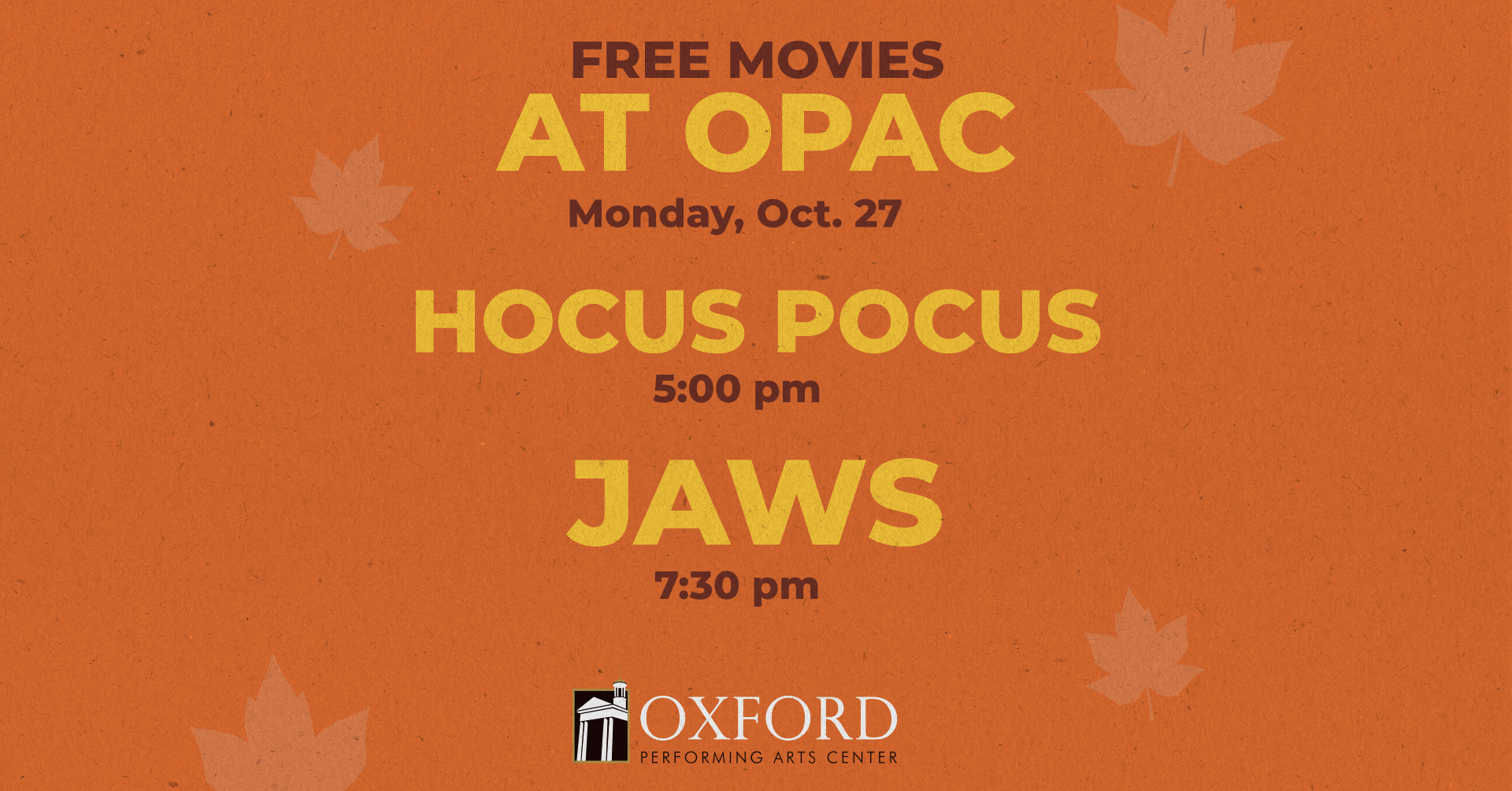 FREE Movies at OPAC "Hocus Pocus" & "Jaws"
