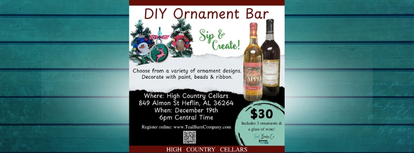 DIY ornament Bar - Sip and Create at High Country Cellars