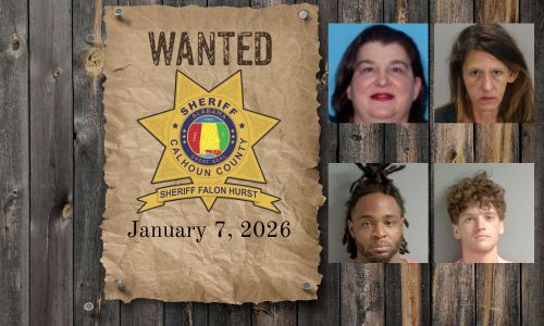 4 most wanted mugshots of people on wood background with wanted poster and sheriffs star