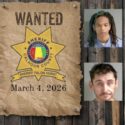 Old west paper with the word wanted on the front and a gold sheriff's star. Also contains 5 arrest photos of subject now wanted.