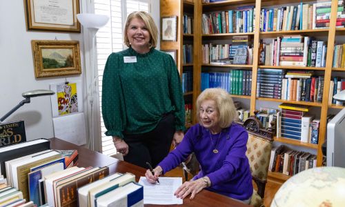 Pictured from left are Hillary Folsom, Director of Advancement and Alumni Relations at Gadsden State Community College, and Esta Spector.