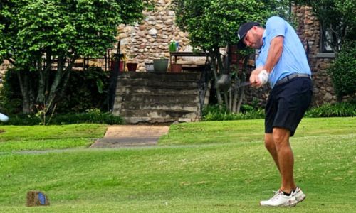 Through two rounds of the Wilfred Galbraith Invitational, three players share the lead at 1 under par (from left): Tanner Wells, Taylor McCullum and Ty Cole. (Photos by Joe Medley/East Alabama Sports Today)