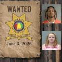 Wanted photo with 5 mugshots on old west wood planked wall with wanted poster and Sheriff's Office star