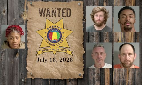 Wanted photo with 5 mugshots on old west wood planked wall with wanted poster and Sheriff's Office star