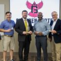 Pictured from left to right are Alan Smith, President of Gadsden State Community College; Jonathan Tang; Davis Varner; Tommie Goggans III; Major General Eric Crabtree; and Hillary Folsom, Director of Advancement and Alumni Relations at Gadsden State Community College