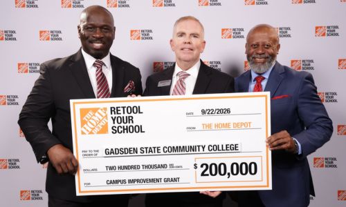Pictured from left are Ricky Tillis, director of the Valley Street Campus; Alan Smith, president of Gadsden State Community College; and Tony Smith, Alabama Power Company manager of customer service, and president of the Cardinal Foundation Board, receiving a check during a special event in Atlanta.