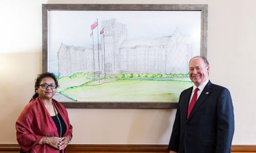 Local Artist's Commissioned Angle Hall Rendering Becomes Centerpiece of President's Office