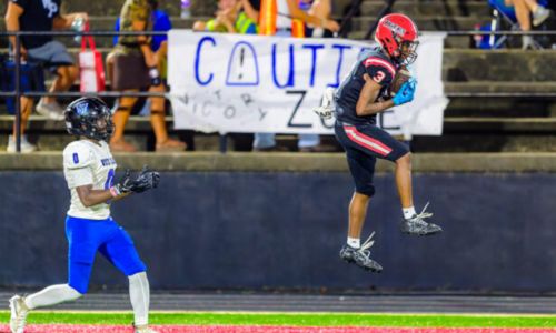 Cleburne County’s Kobe Hale catches a pass against White Plains on Friday at Heflin. (Photo by Brad Campbell/sport-shutter.com)