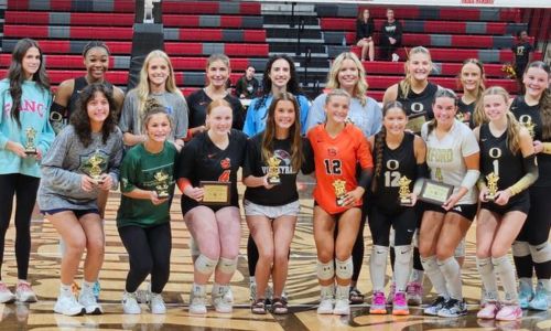 The all-tournament team for the 2026 Calhoun County volleyball tournament. Area tournaments are this week. (Photo by Joe Medley/East Alabama Sports Today)